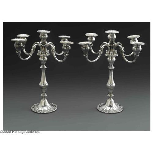 A Pair Of American Silver Candelabra, Gorham A PAIR OF AMERICAN SILVER