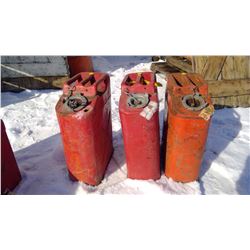 (3) RED METAL GAS CANS