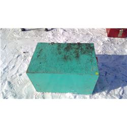 GREEN PLYWOOD HOMESTEADERS CAMPING GEAR & BOX WITH HANDLES