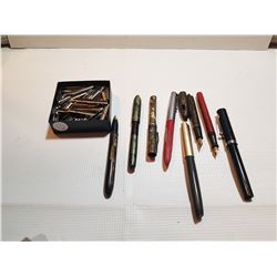 BOX OF NIBS WITH FOUNTAIN PENS (PARTS, RESTORE)