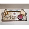 Image 1 : ANTIQUE VANITY MAKE-UP STAND WITH LIMOGES TRAY, ETC.