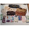 Image 1 : VINTAGE GLOVES, HANDERCHIEFS WITH 10 BROOCHES
