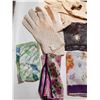 Image 2 : VINTAGE GLOVES, HANDERCHIEFS WITH 10 BROOCHES