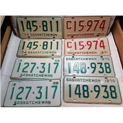 4 SETS OF MATCHING SASKATCHEWAN LICENSE PLATE LOT
