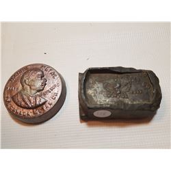 HARRIS AND CANADA METAL ADVERTISING PAPER WEIGHTS