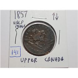 1857 UPPER CANADA HALF PENNY