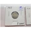 Image 2 : 1918 AND 1917 CANADA 5 CENT SILVER COINS