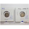 Image 1 : 1902 LARGE H AND 1902 CANADA 5 CENT SILVER COINS