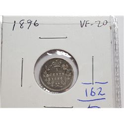 1896 CANADA 5 CENT SILVER COIN