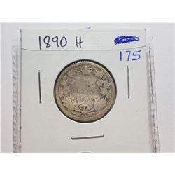 1890 H CANADA 25 CENT COIN