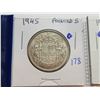 Image 2 : 1945 POINTED 5 AND 1945 BLUNT 5 SILVER 50 CENT COINS