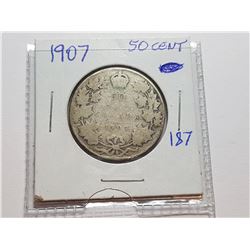 1907 SILVER 50 CENT CANADA COIN