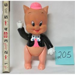1976 WARNER BROS 6 1/2" PLASTIC & RUBBER PORKY PIG DOLL