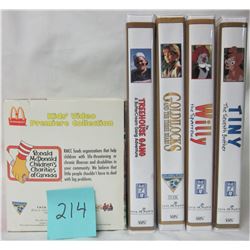 SET (4) 1995 RONALD MCDONALD CHARITIES KIDS VIDEO PREMIERE COLLECTION(VHS)