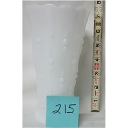 VINTAGE 7 1/4" WHITE MILK GLASS VITROCK EMBOSSED VASE