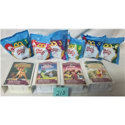 4- 1996 MCDONALDS WALT DISNEY MASTERPIECE COLLECTION TOYS& SET 6 1998 SEALED FURBY FIGURINES