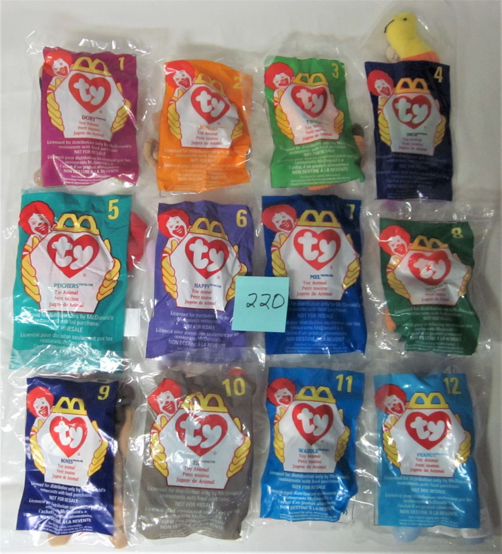 SET ALL 12 MCDONALDS 1998 TEENIE BEANIE BABIES SEALED NEW