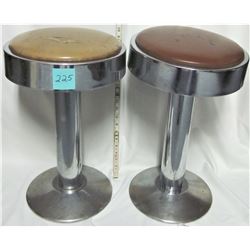 2- 1950's-60's ART DECO SODA FOUNTAIN CHROME/NICKEL SWIVAL STOOLS