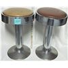 Image 1 : 2- 1950's-60's ART DECO SODA FOUNTAIN CHROME/NICKEL SWIVAL STOOLS