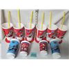 Image 1 : SET 6 PLASTIC 7" COCA COLA GLASSES/LIDS & STRAWS CANADIAN NHL TEAM LOGOS