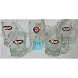 5- A&W GLASS SODA MUGS
