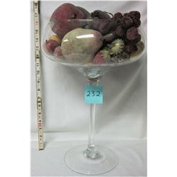 GIANT 16" WINE GLASS 10"DIAMETER FRUIT BOWL/ASST. PLASTIC FRUIT