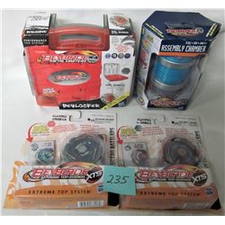 BEYBLADE LOT- BEYLOCKER-ASSEMBLY CHAMBER- 2 ELECTO BATTLERS