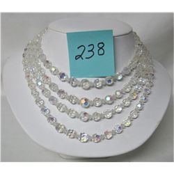 1950s-60s VINTAGE 4 STRAND CRYSTAL CUT NECKLACE MARKED CORA ON CLASP