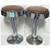 Image 1 : 2- 1950s-60s ART DECO SODA FOUNTAIN CHROME/NICKEL SWIVAL STOOLS