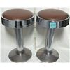 Image 1 : 2 1950s-60s ART DECO SODA FOUNTAIN CHROME/NICKEL SWIVAL STOOLS