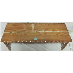 48"Lx18"Wx16"H CUSTOM SOLID OAK SCALLOPED EDGE COFFEE TABLE
