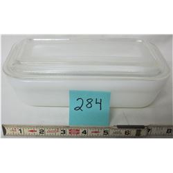 MARKED WHITE FIRE KING REFRIDGERATOR BUTTER DISH/LID
