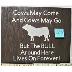 WOODEN BULL SIGN