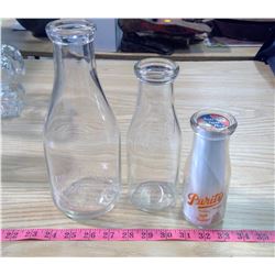 THREE PURITY MILK BOTTLES