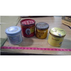 FOUR TOBACCO TINS