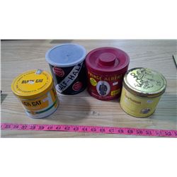 FOUR TOBACCO TINS