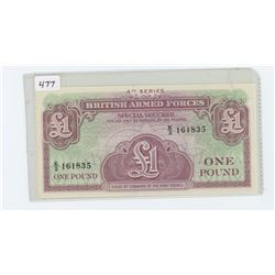 Great Britain. British Armed Forces 1 Pound note. Uncirculated.