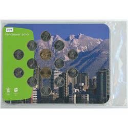14-piece Vancouver 2010 Olympic & Paralympic Winter Games coins including 12 25 cents and 2 special 