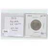 Image 1 : 1913 silver 25 cents. VF-30. Nice.