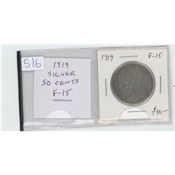 1919 silver 50 cents. F-15.