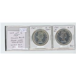 Lot of 2 different1964 Proof Like silver dollars: 1964 PL-65 Cameo with Dot; 1964 PL-65 Missing Dot.
