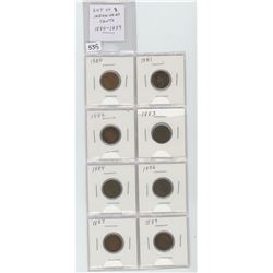 Lot of 8 U.S. Indian Head cents 1880-1889: 1880, 1881, 1882, 1883, 1884, 1886, 1887, 1889. All with 