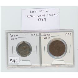 Lot of 2 1939 Royal Visit to Canada medals.