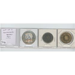 Lot of 3 1967 Canadian Centennial medals including Queen Victoria/Elizabeth, Calgary Zoo and Officia
