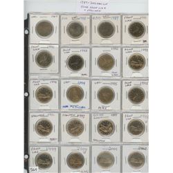 Lot of 34 Loonies 1987 ? 2012 Grey Cup. Some coins are Proof Like and Specimen, the rest are uncircu