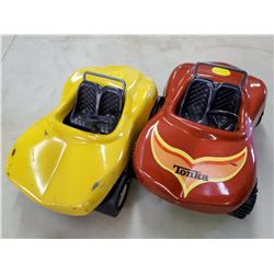 2 METAL TONKA CARS - YELLOW AND BURNT ORANGE