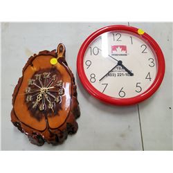 TWO CLOCKS - PETRO CANADA CLOCK IS PLASTIC