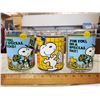 Image 2 : 3 PEANUTS AND SNOOPY FLOWER VASES (GLASS)