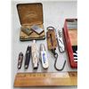 Image 3 : MINITURE SCALES, CARDS, BELT BUCKLE, POCKET KNIVES, ETC.