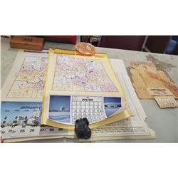 HANGING WHEATPOOL MAPS - JULY, AUGUST, SEPTEMBER 1965, 1981, 1977, 1975 DOWHEY'S GENERAL STORE CALEN